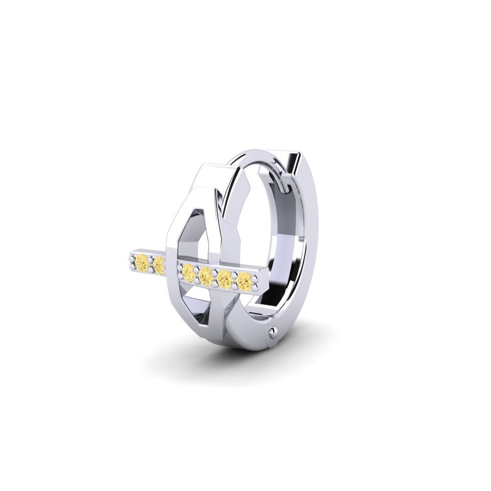 950 Palladium Žlutý diamant Pánské náušnice Joinder