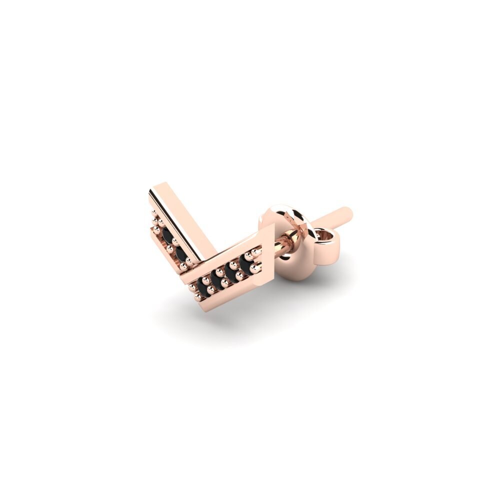 18ct Rose Gold Black Onyx Men's Earring Judrus