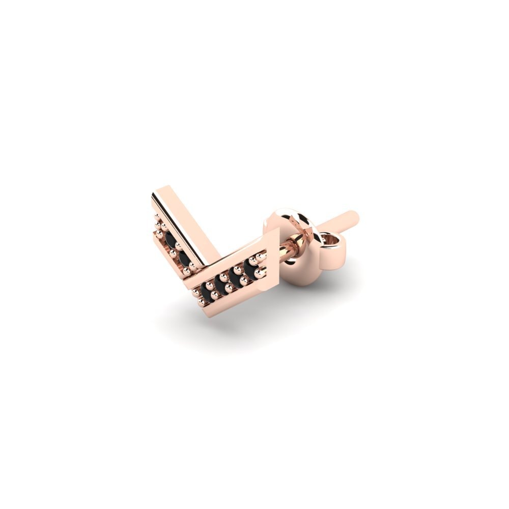 18ct Rose Gold Black Sapphire Men's Earring Judrus