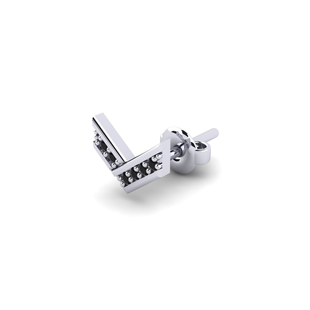 9ct White Gold Black Sapphire Men's Earring Judrus
