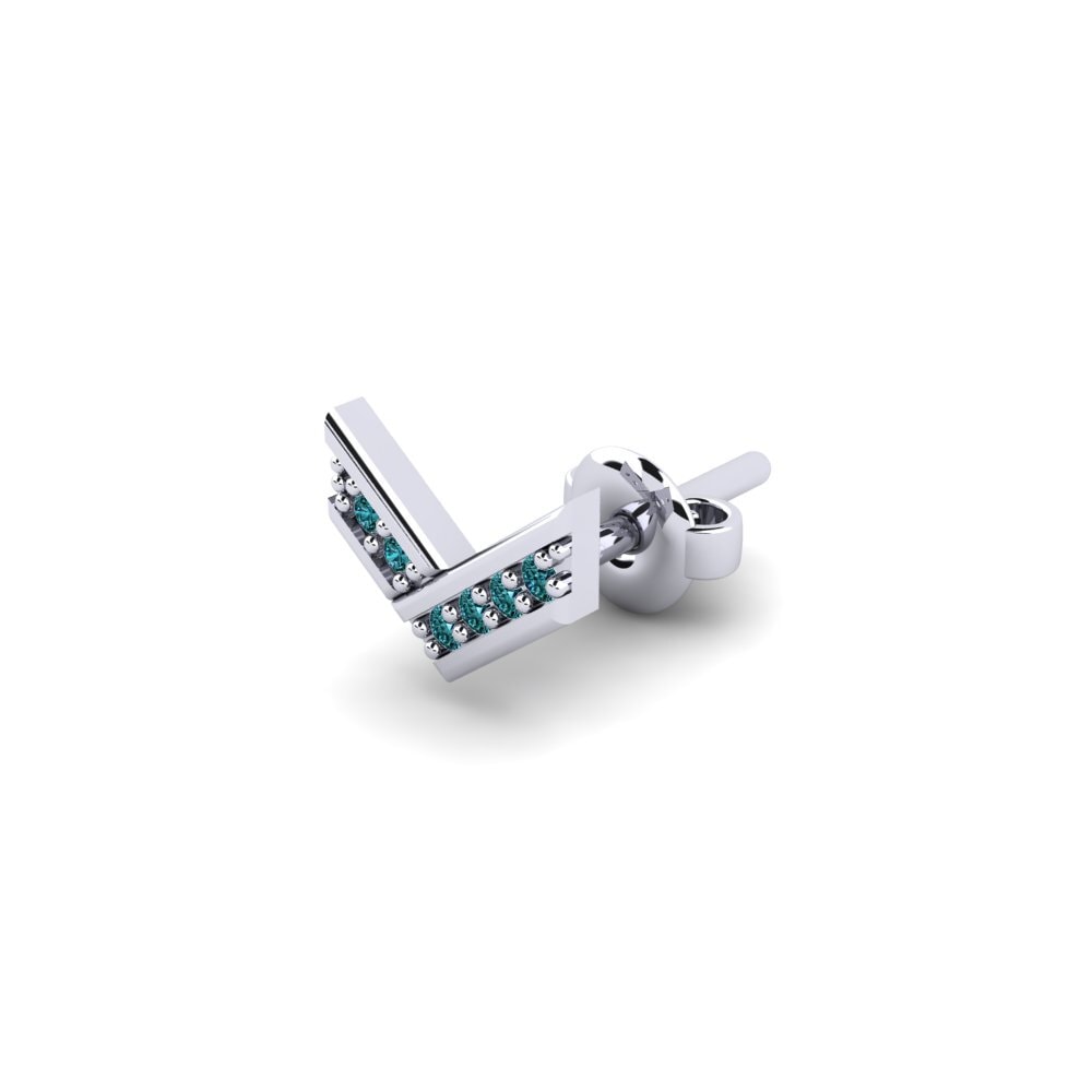 9ct White Gold Blue Diamond Men's Earring Judrus