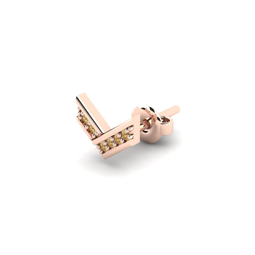 14ct Rose Gold Brown Diamond Men's Earring Judrus