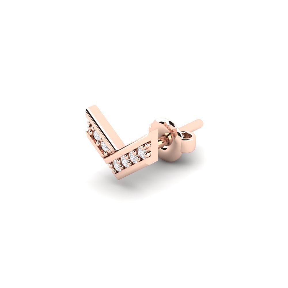 14ct Rose Gold White sapphire Men's Earring Judrus