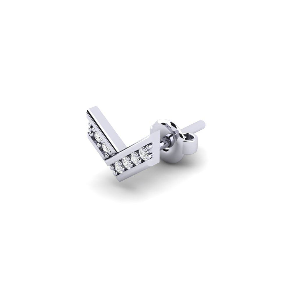 9ct White Gold White sapphire Men's Earring Judrus