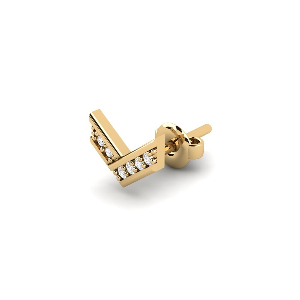 14ct Yellow Gold White sapphire Men's Earring Judrus