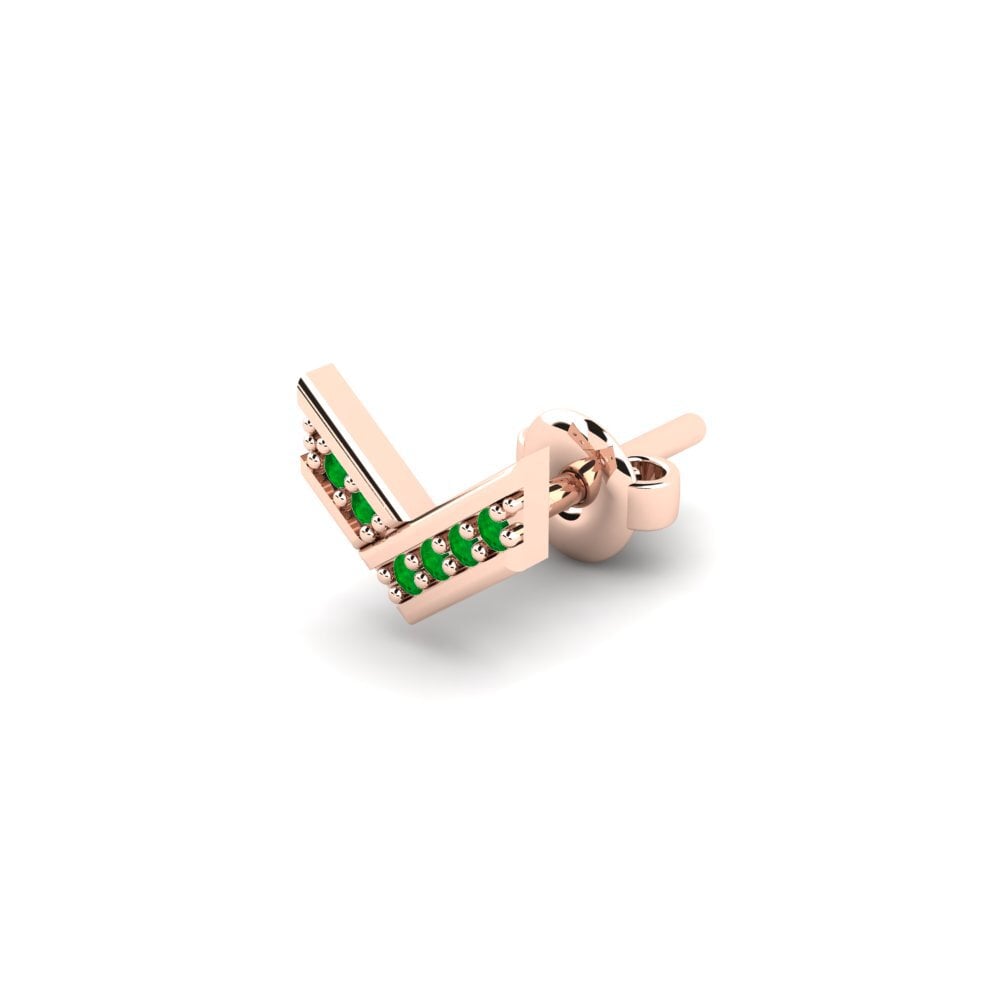 14ct Rose Gold Emerald Men's Earring Judrus
