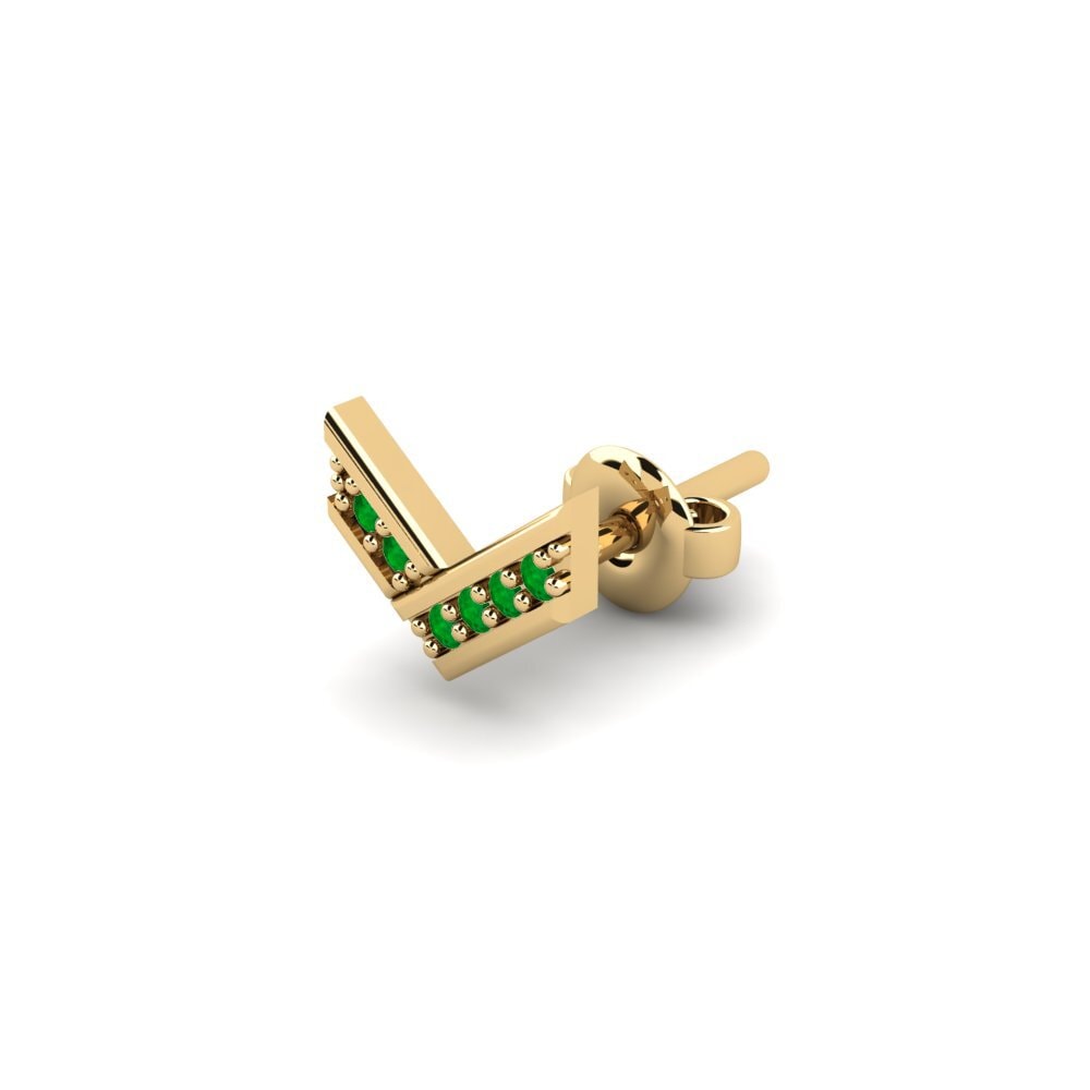 9ct Yellow Gold Emerald Men's Earring Judrus