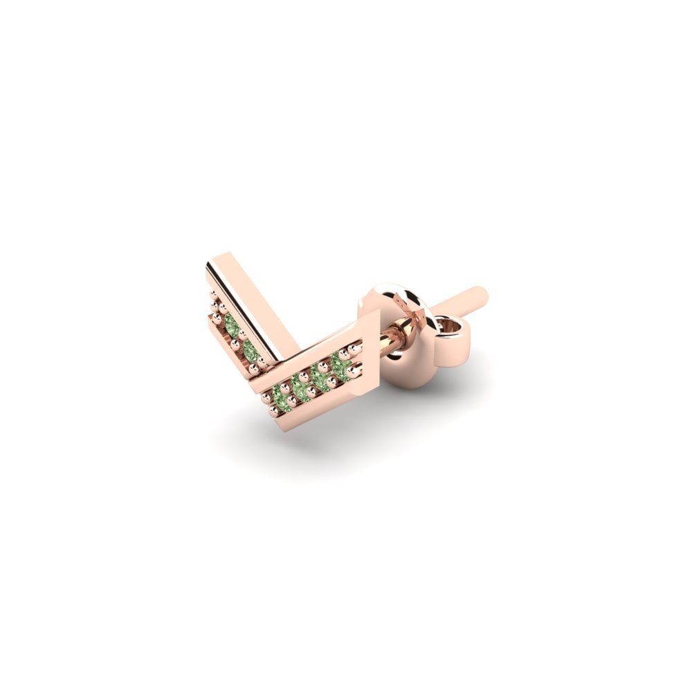 18k Oro Rosa Diamante Verde Pendiente para hombre Judrus