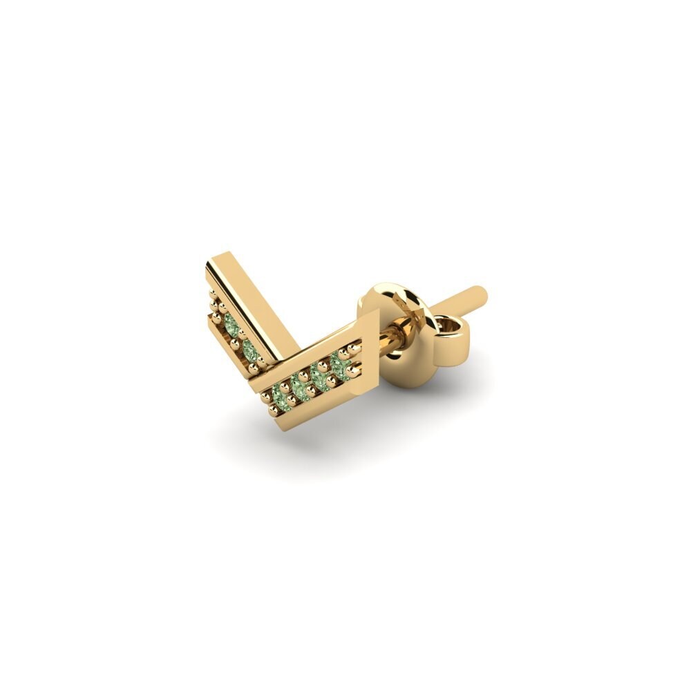 14ct Yellow Gold Green Diamond Men's Earring Judrus