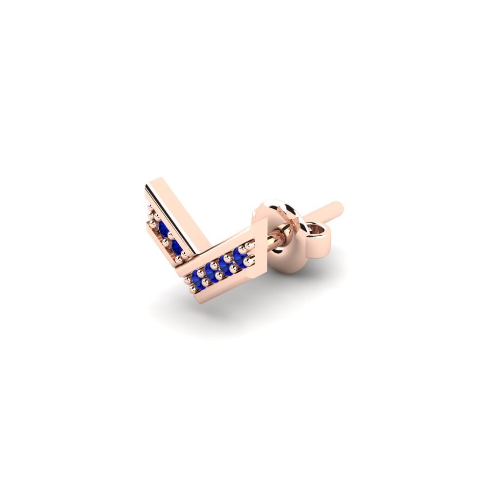 14ct Rose Gold Sapphire Men's Earring Judrus