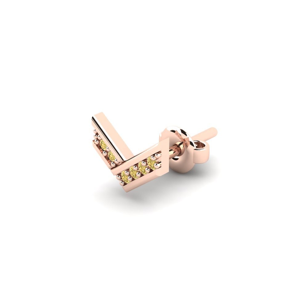 14ct Rose Gold Yellow Diamond Men's Earring Judrus