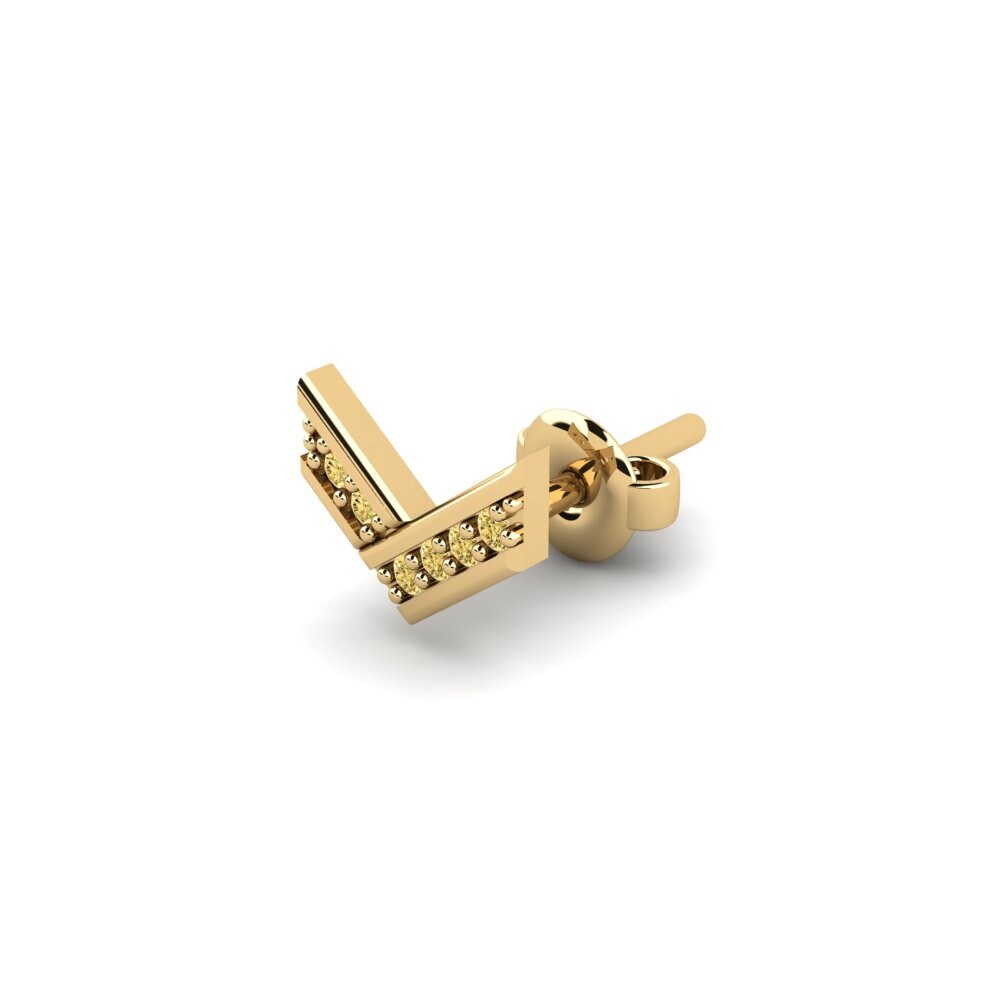14ct Yellow Gold Yellow Diamond Men's Earring Judrus