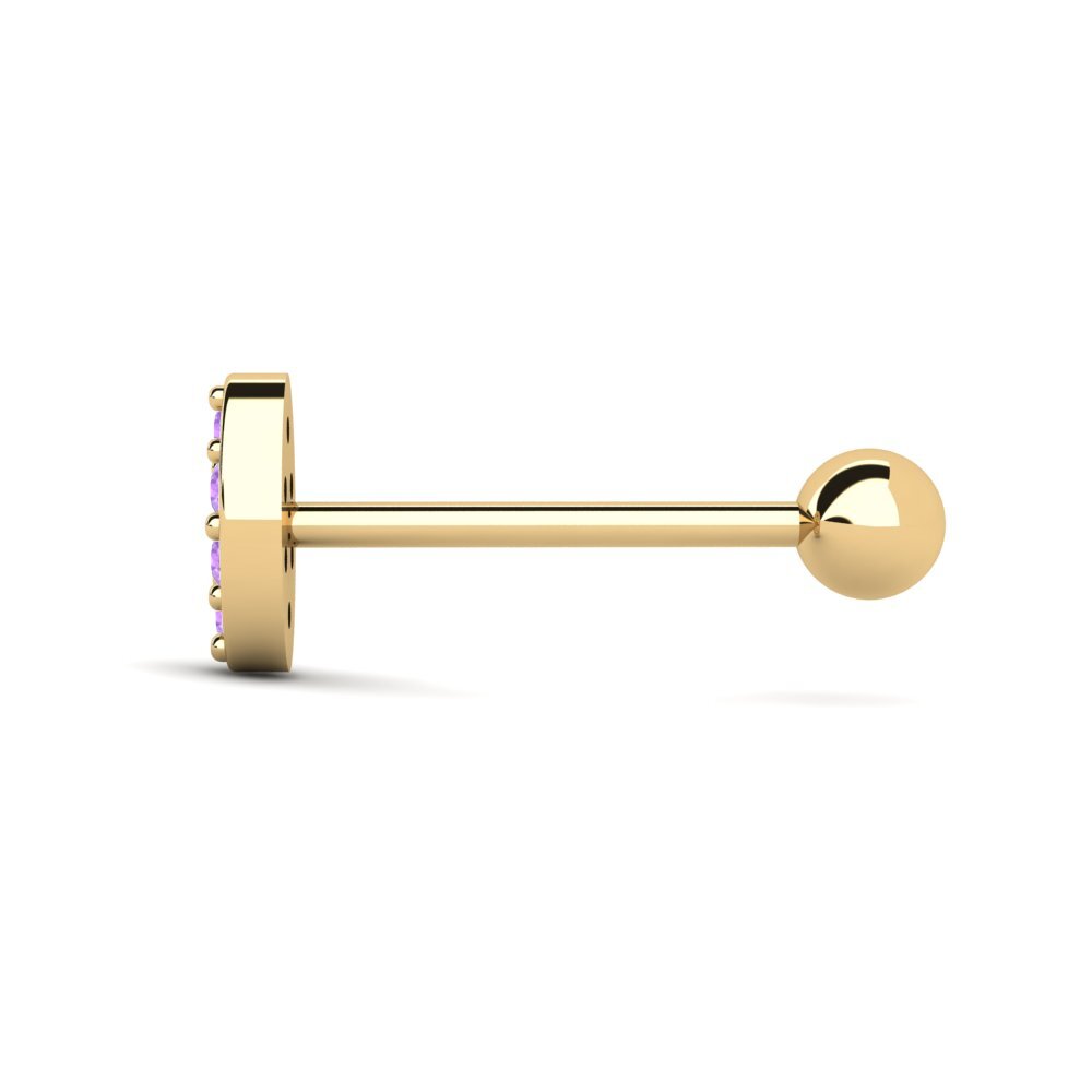 14ct Yellow Gold Amethyst Men's Piercing Juryman
