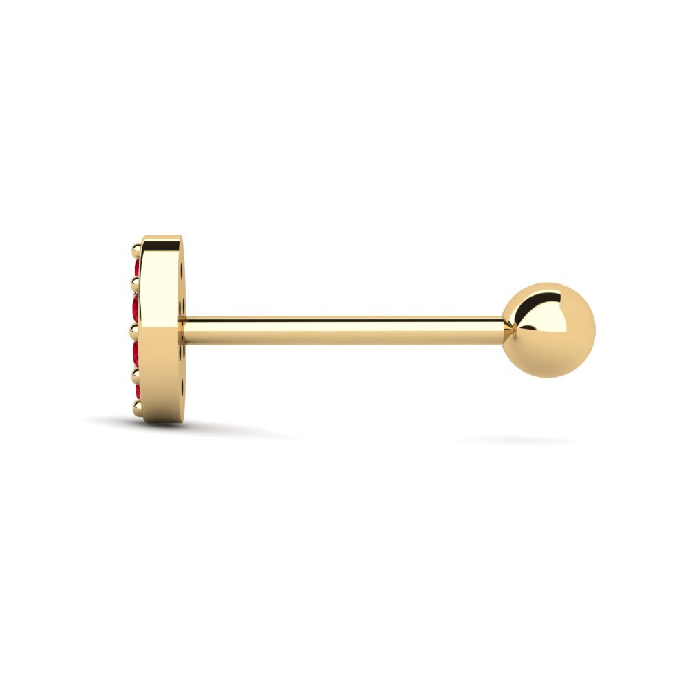 9ct Yellow Gold Red Zirconia Men's Piercing Juryman