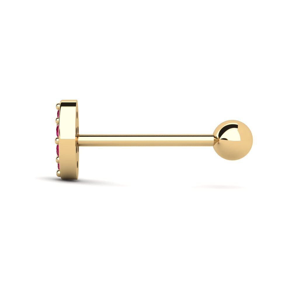 14ct Yellow Gold Ruby Men's Piercing Juryman