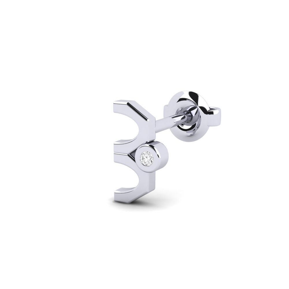 9ct White Gold White sapphire Men's Earring Justify - A