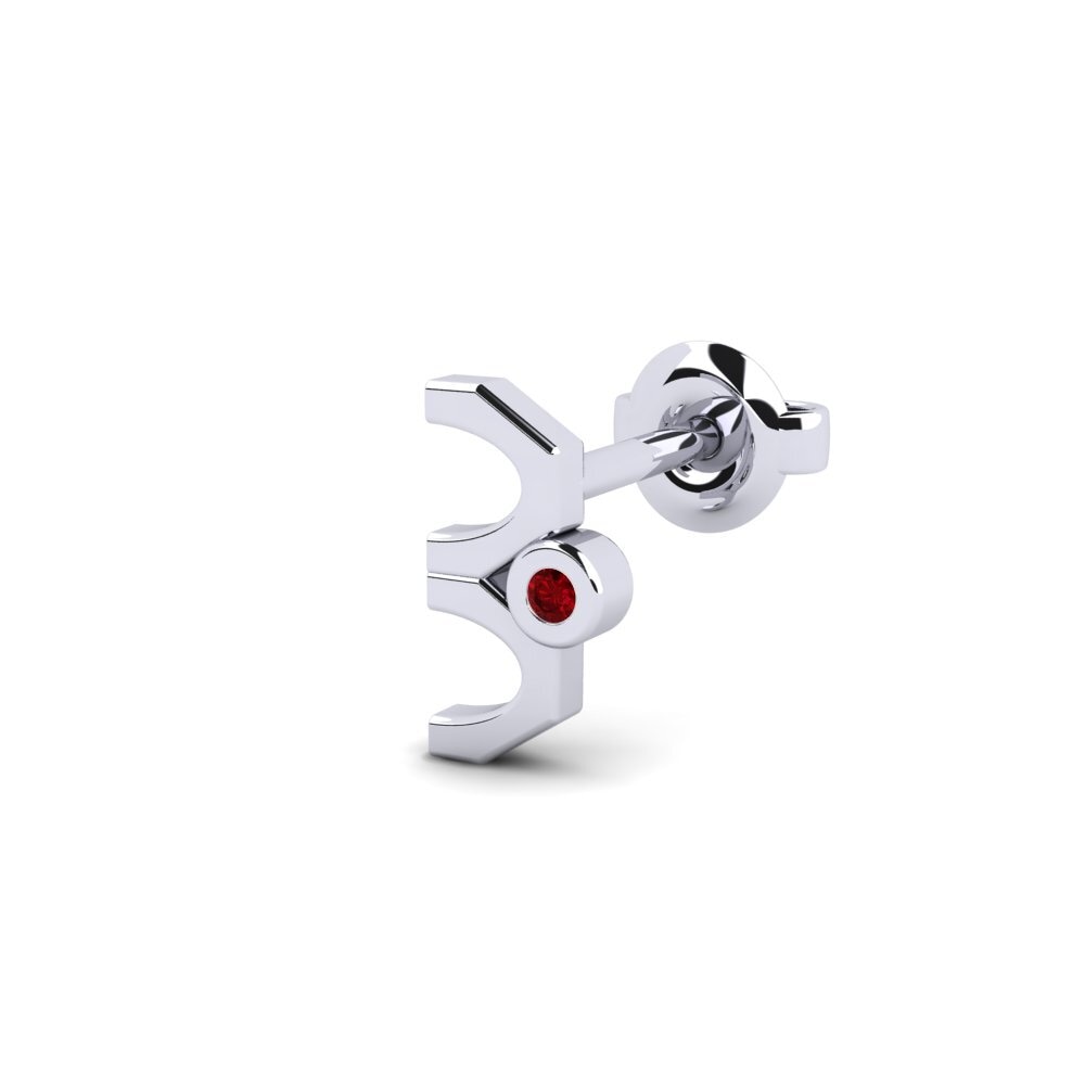 Plata 925 Circonita Roja Pendiente para hombre Justify - A