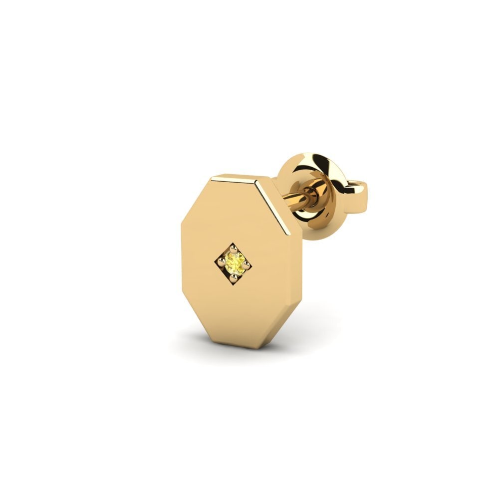14ct Yellow Gold Yellow Sapphire Men's Earring Justify - B