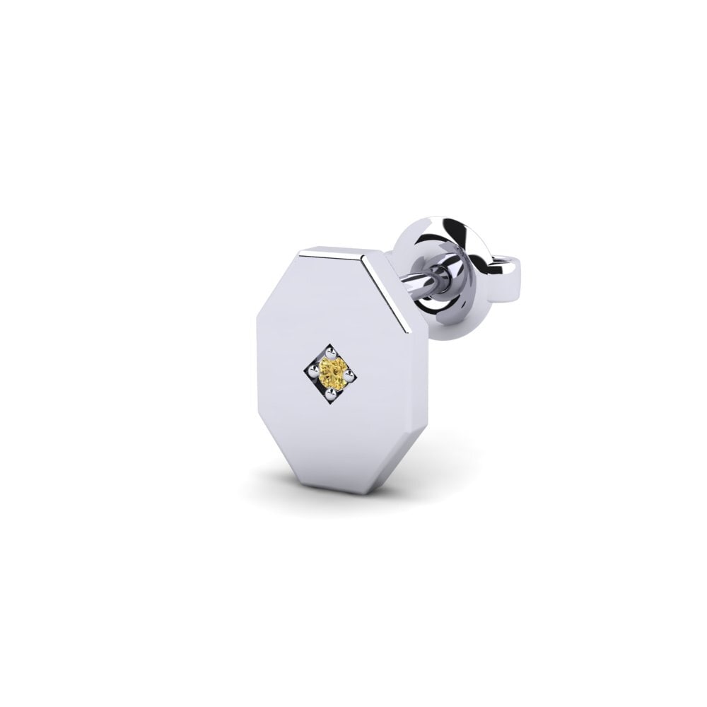 925 stříbro Žlutý diamant Pánské náušnice Justify - B