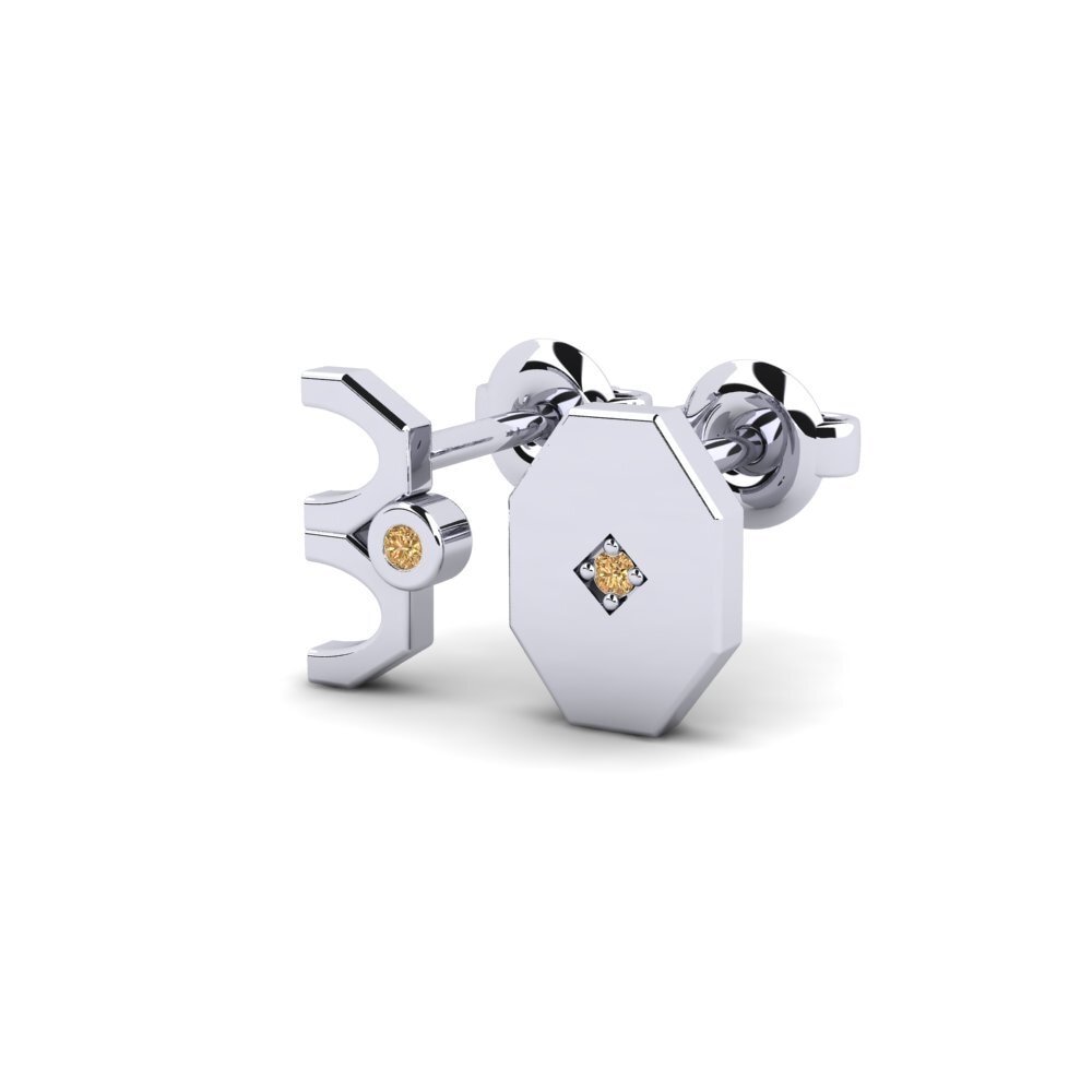 925 stříbro Hnědý diamant Pánské náušnice Justify - SET