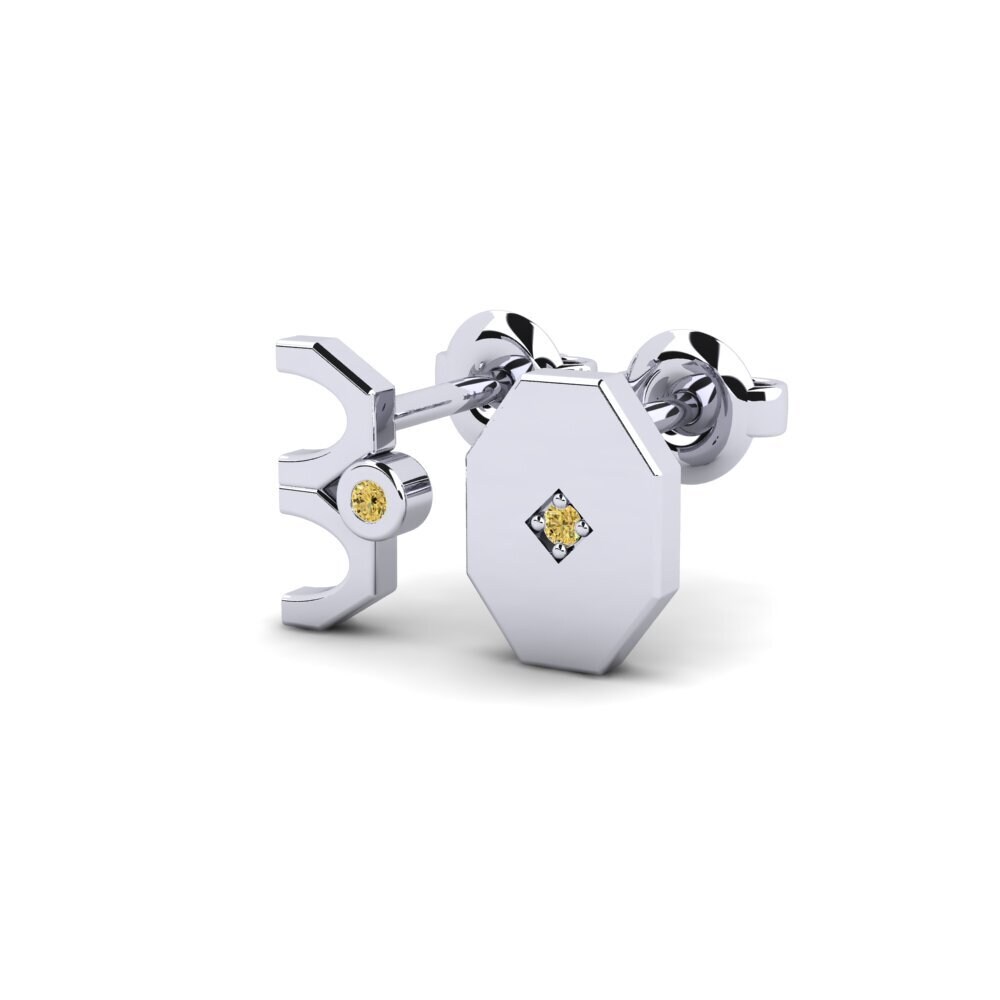 950 Palladium Žlutý diamant Pánské náušnice Justify - SET
