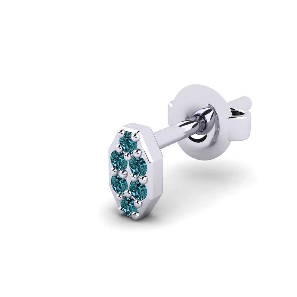 9ct White Gold Blue Diamond Men's Earring Juvenal - A
