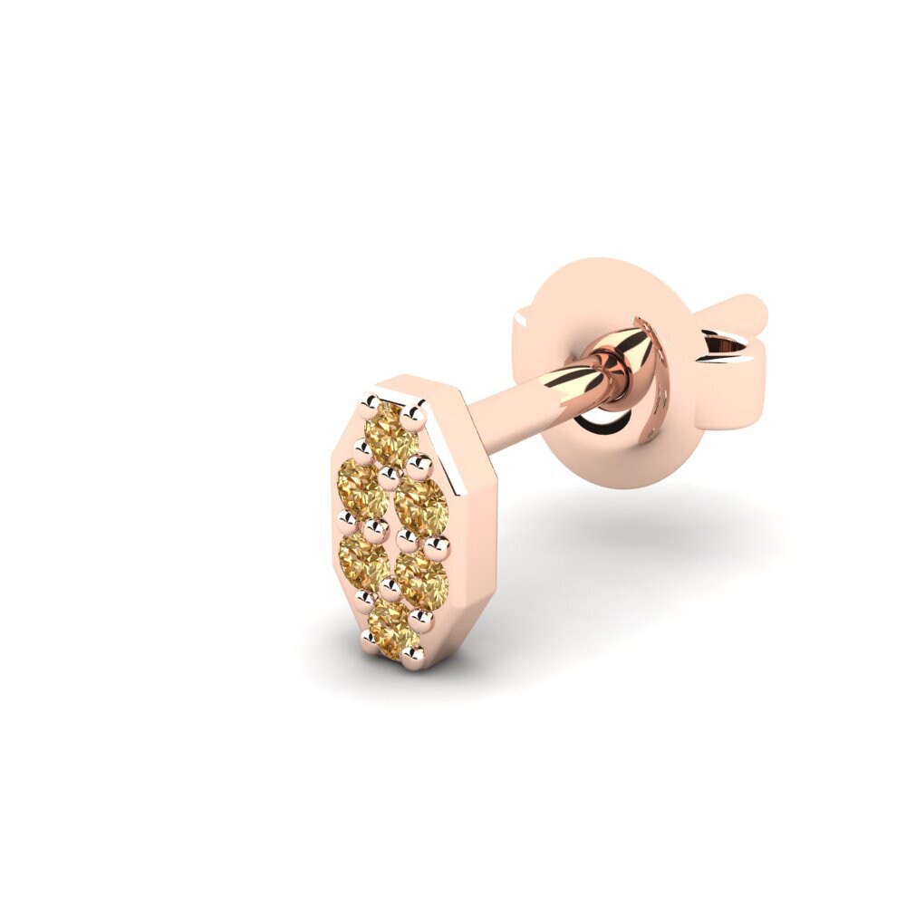 14ct Rose Gold Brown Diamond Men's Earring Juvenal - A
