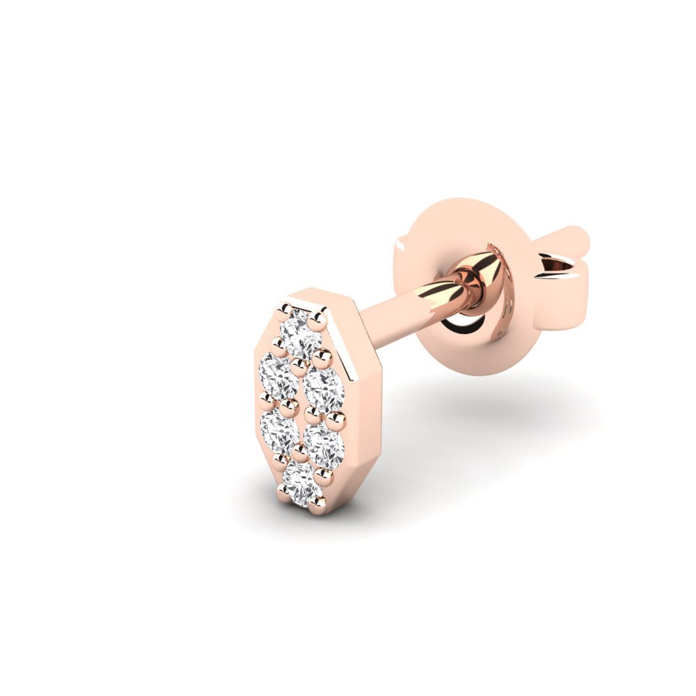 14ct Rose Gold White sapphire Men's Earring Juvenal - A