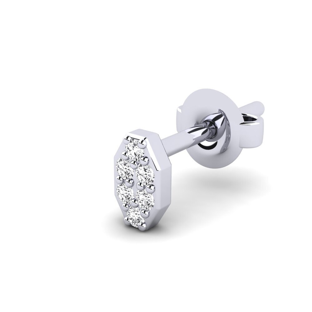 9ct White Gold White sapphire Men's Earring Juvenal - A