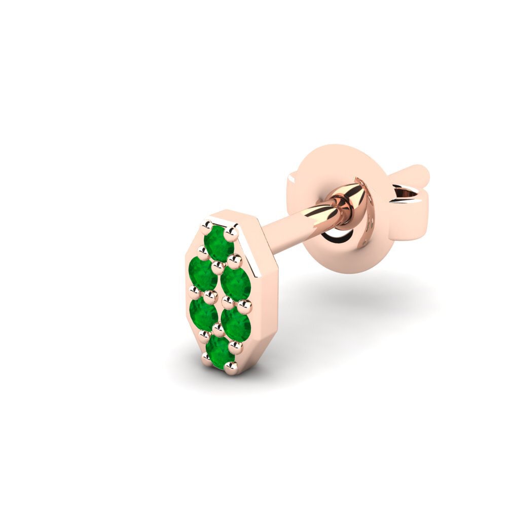 14ct Rose Gold Emerald Men's Earring Juvenal - A