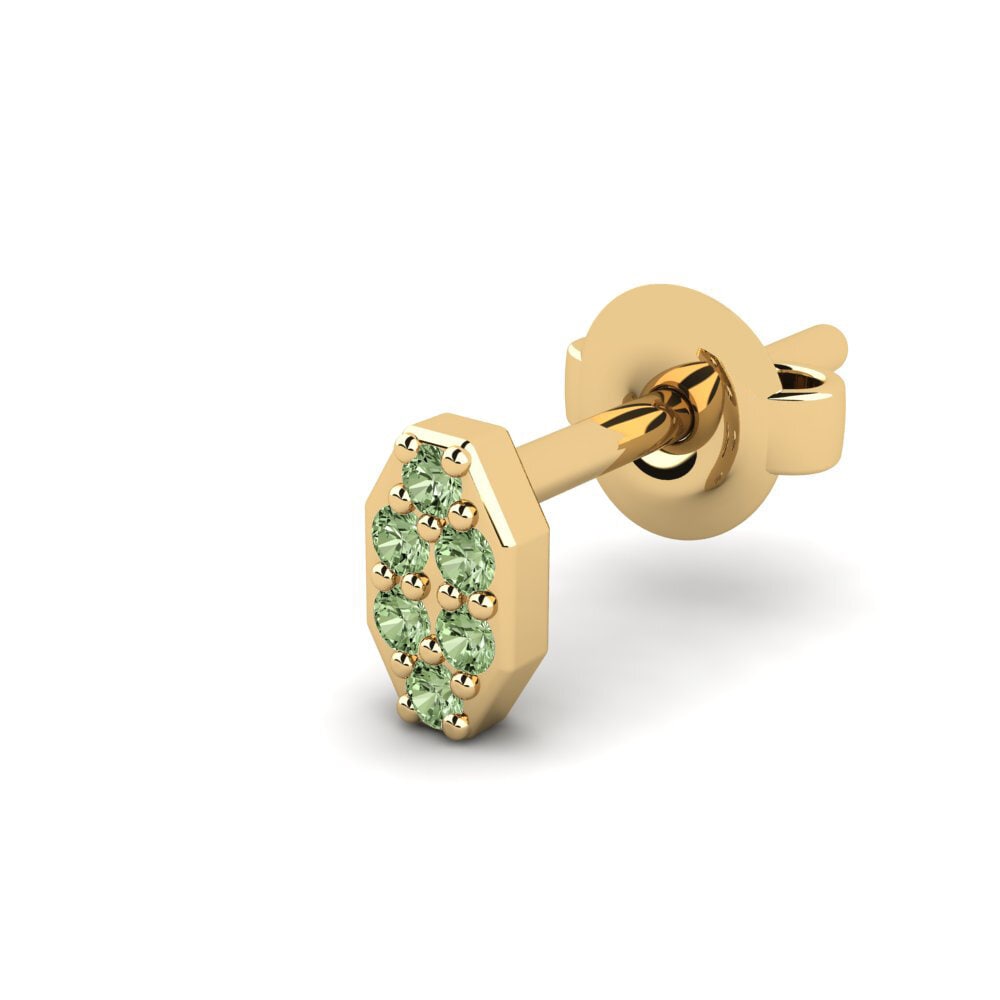 14ct Yellow Gold Green Diamond Men's Earring Juvenal - A