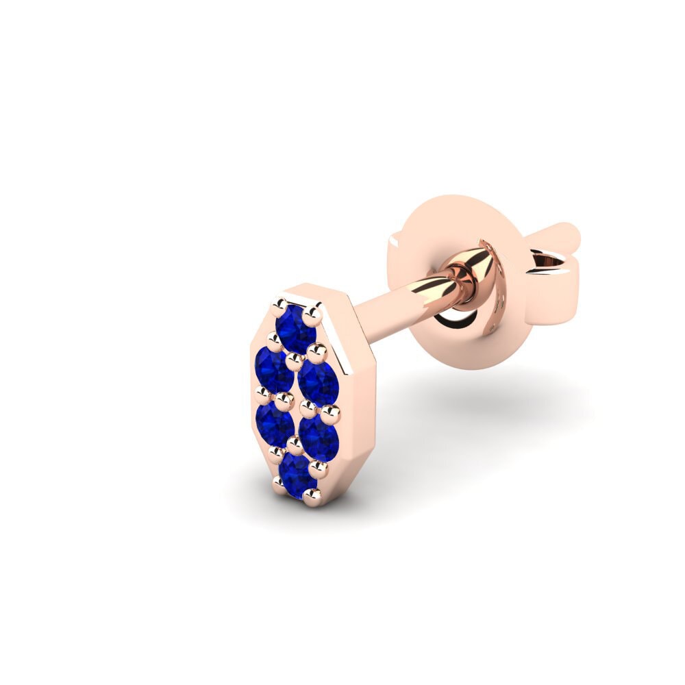 14ct Rose Gold Sapphire Men's Earring Juvenal - A