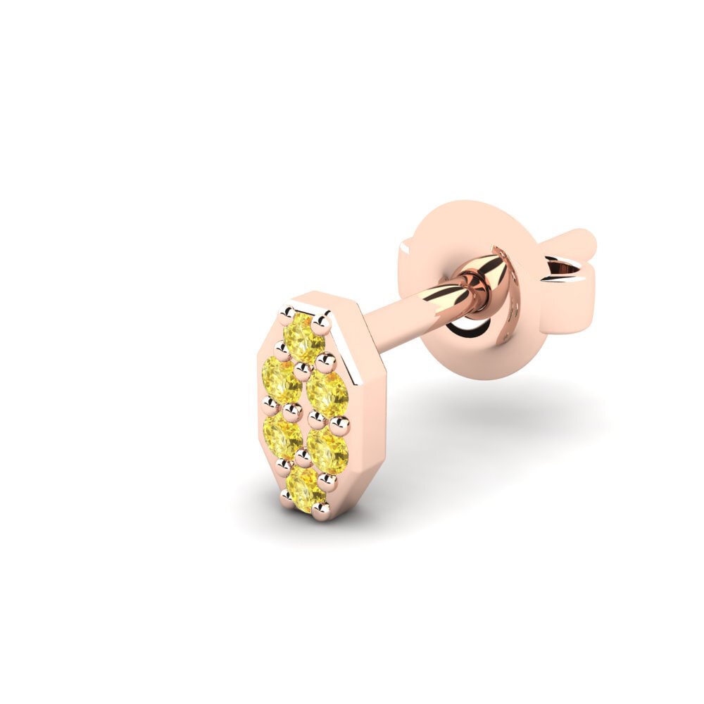 14ct Rose Gold Yellow Sapphire Men's Earring Juvenal - A
