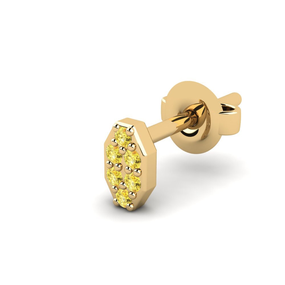 14ct Yellow Gold Yellow Sapphire Men's Earring Juvenal - A
