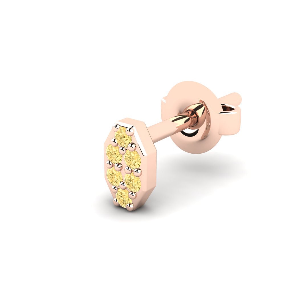 14ct Rose Gold Yellow Diamond Men's Earring Juvenal - A