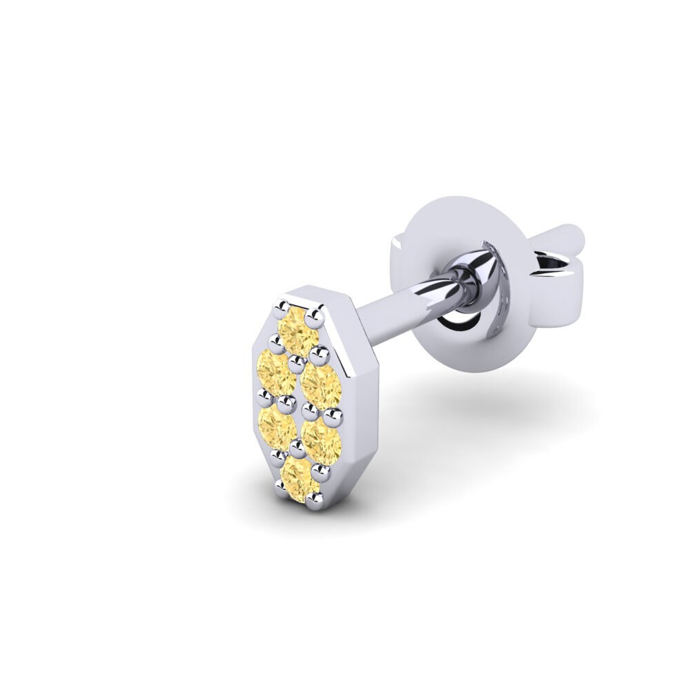 585 Bílé zlato Žlutý diamant Pánské náušnice Juvenal - A
