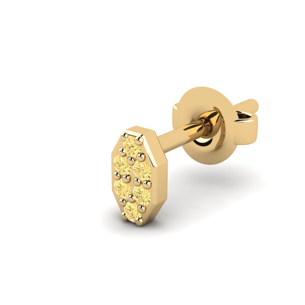 14ct Yellow Gold Yellow Diamond Men's Earring Juvenal - A