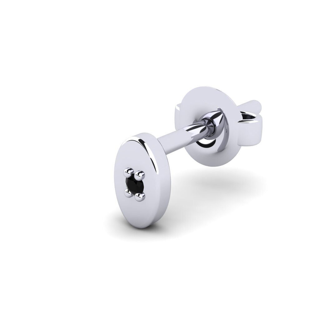 9ct White Gold Black Sapphire Men's Earring Juvenal - B