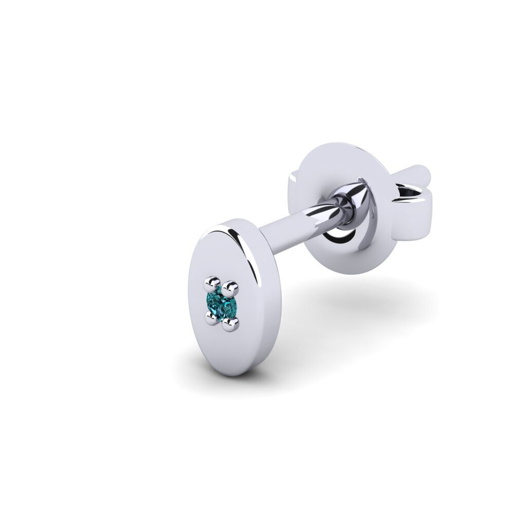 9ct White Gold Blue Diamond Men's Earring Juvenal - B