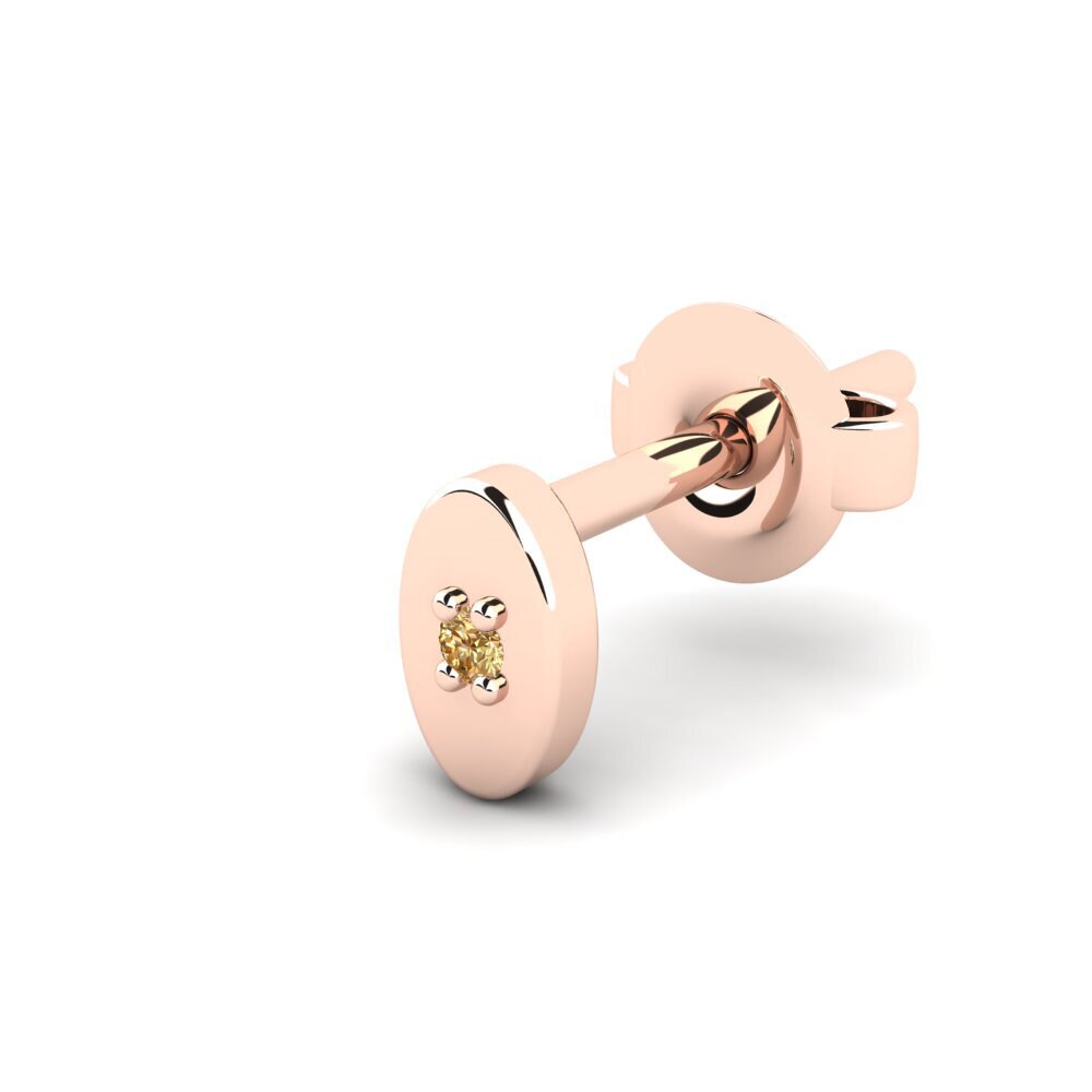 14ct Rose Gold Brown Diamond Men's Earring Juvenal - B