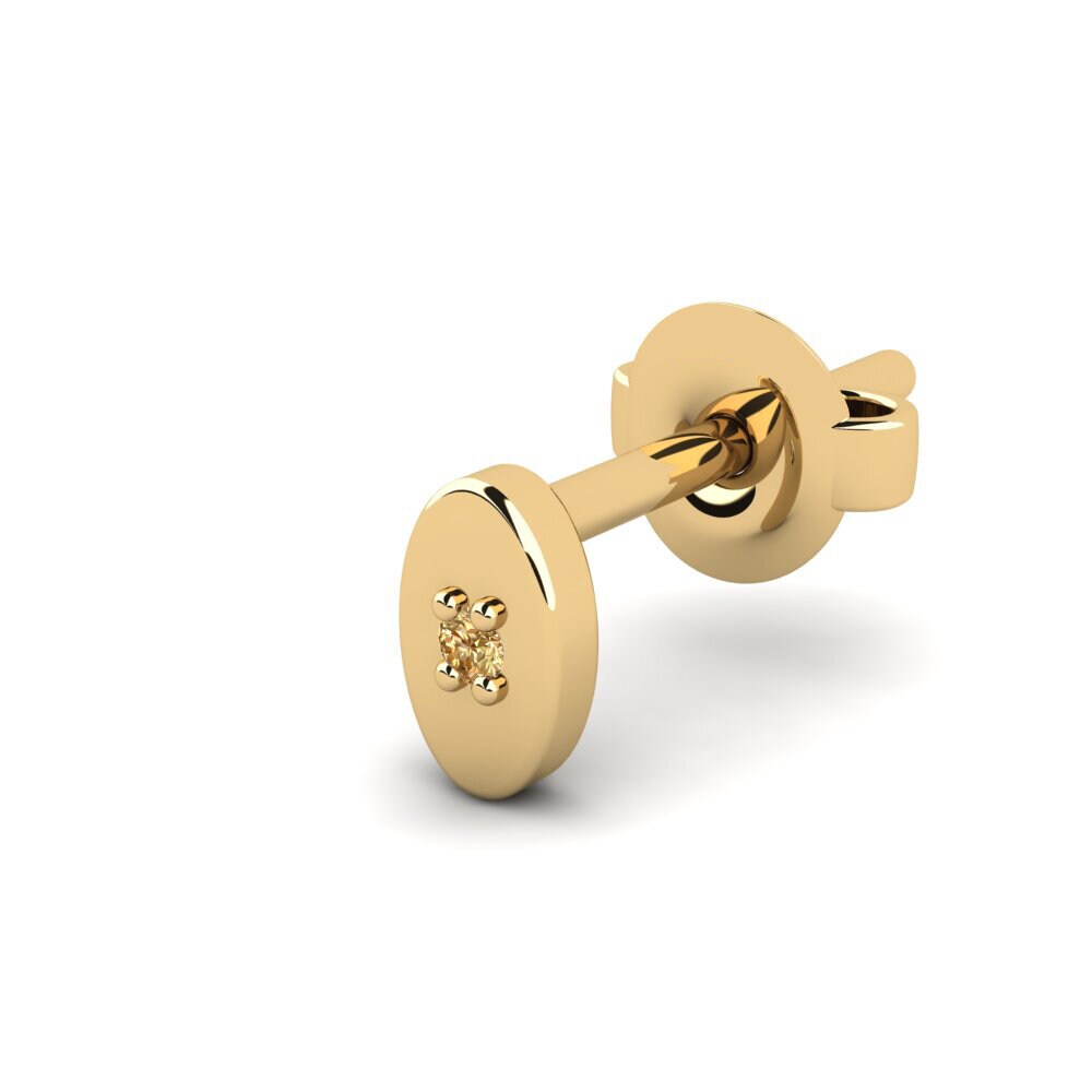14ct Yellow Gold Brown Diamond Men's Earring Juvenal - B