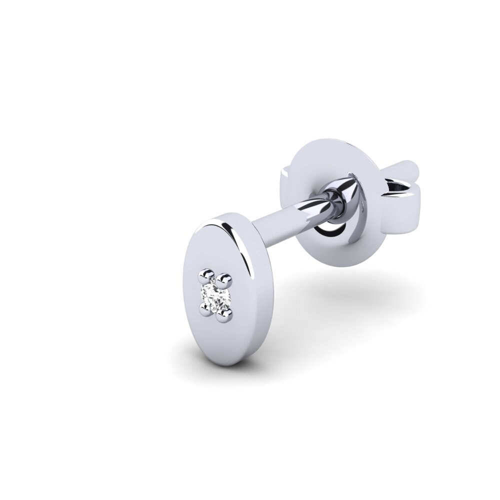 9ct White Gold White sapphire Men's Earring Juvenal - B