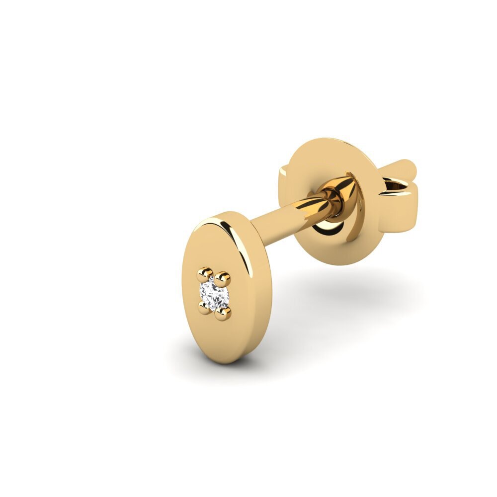 14ct Yellow Gold White sapphire Men's Earring Juvenal - B