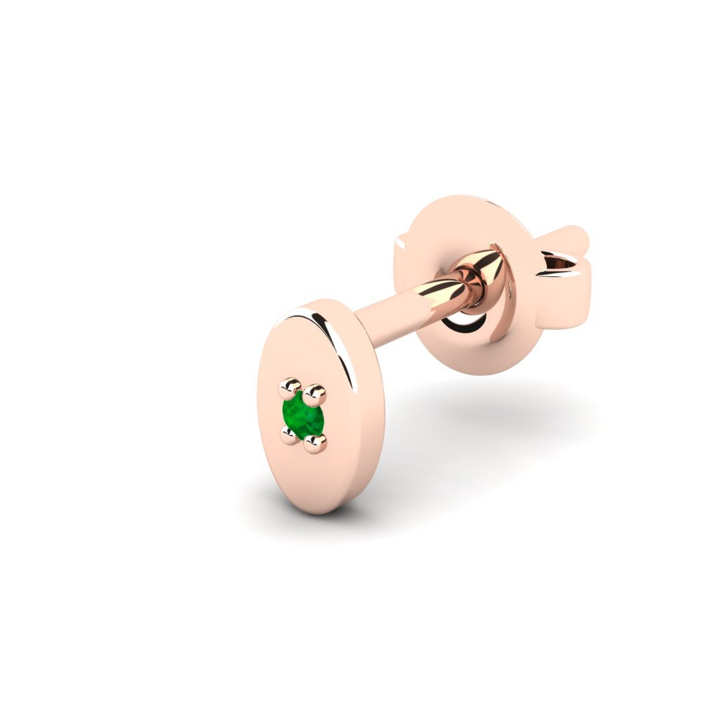 14ct Rose Gold Emerald Men's Earring Juvenal - B