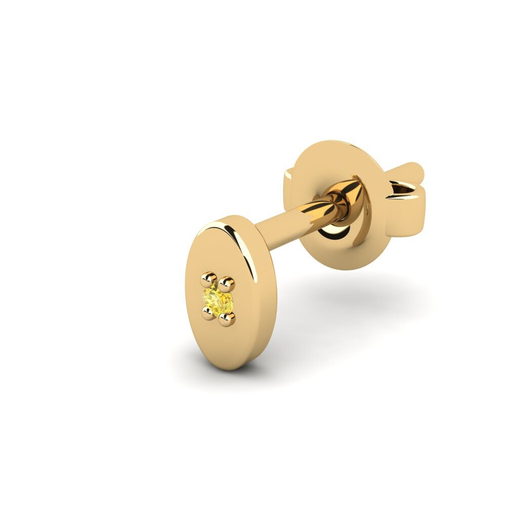 14ct Yellow Gold Yellow Sapphire Men's Earring Juvenal - B