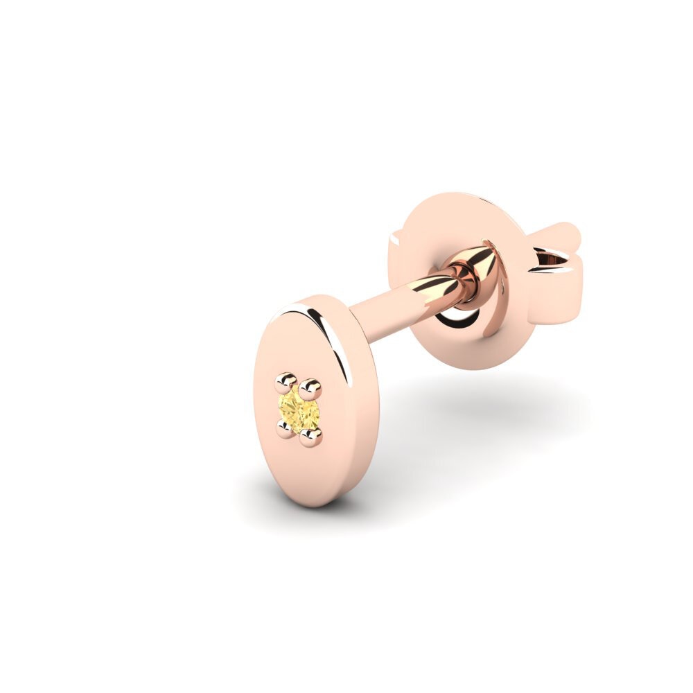 14ct Rose Gold Yellow Diamond Men's Earring Juvenal - B