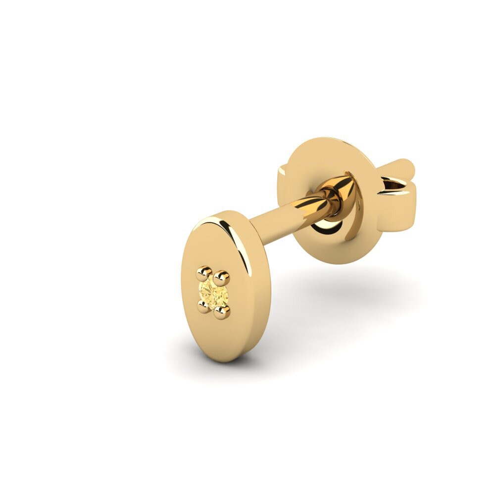 14ct Yellow Gold Yellow Diamond Men's Earring Juvenal - B