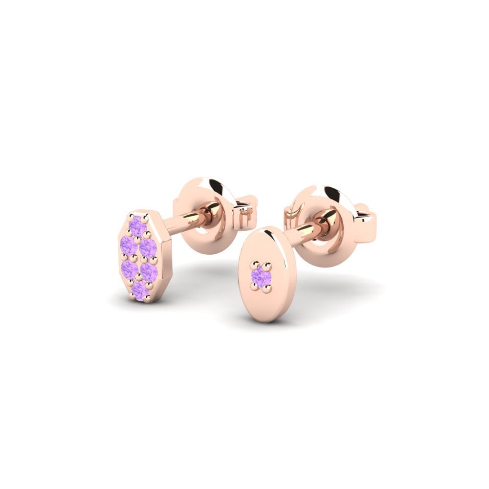 9k Oro Rosa Amatista Pendiente para hombre Juvenal - SET