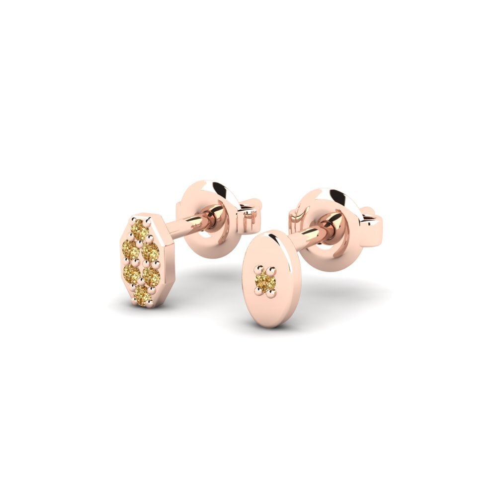 14ct Rose Gold Brown Diamond Men's Earring Juvenal - SET