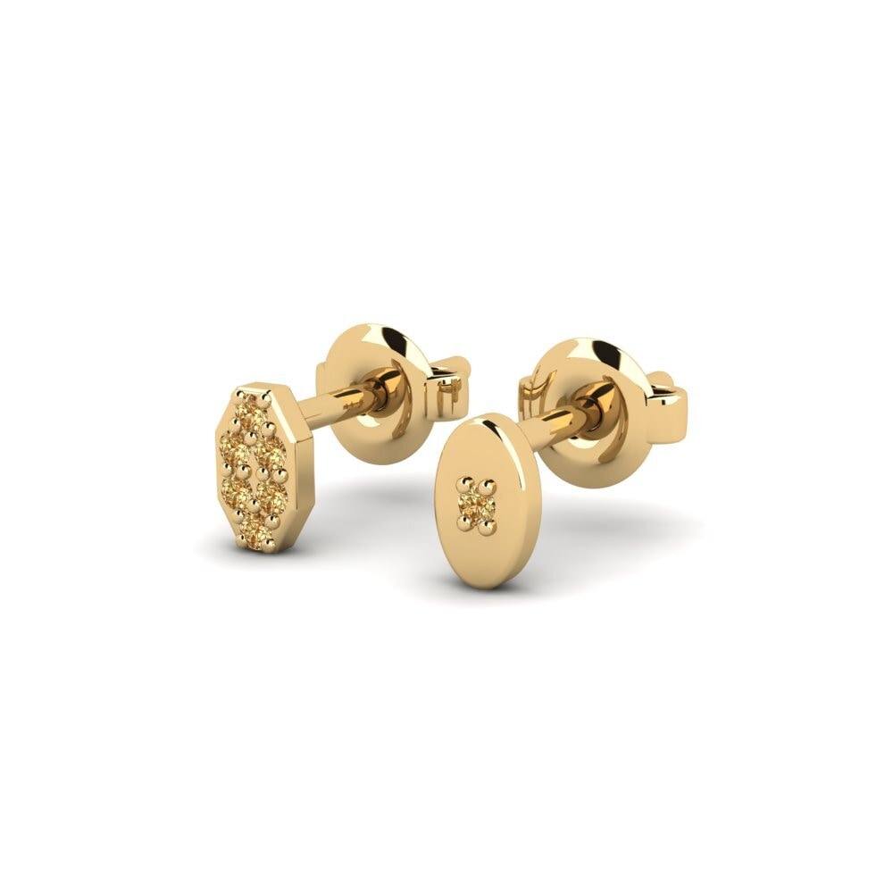 14ct Yellow Gold Brown Diamond Men's Earring Juvenal - SET